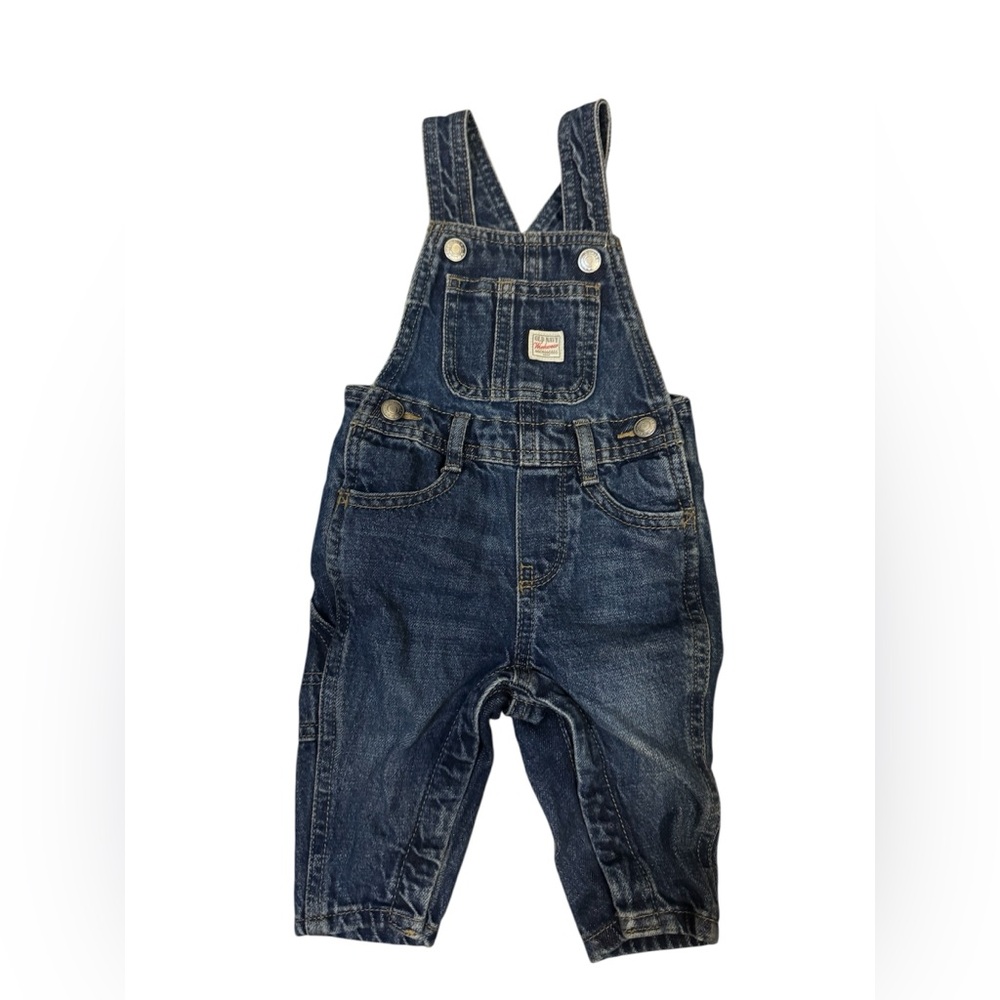 Old Navy Blue Baby Denim Overalls with Adjustable Straps Size 3-6 M NWT